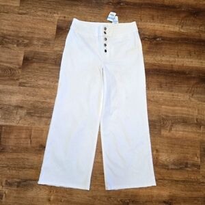 NWT! J Mclaughlin Chic Wide Leg White Button Fly Leora Jeans Size 10